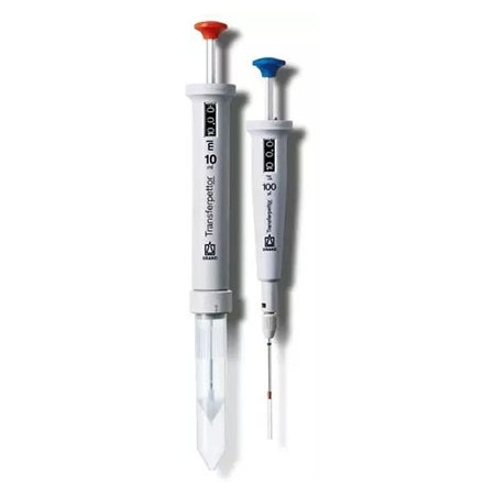 TRANSFERPETTOR Digital type DE-M100 - 500 l, with caps made of PPpipette with directly displacin