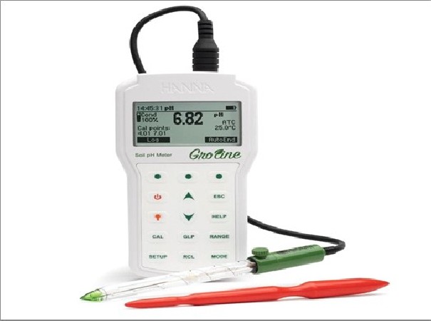 pHmetro portátil (pH/mV/Temp) con electrodo de vidrio, diseado para medidas en suelo