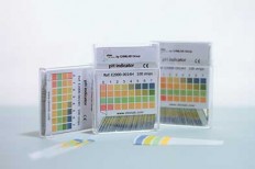 Tiras de papel indicadoras de pH, rango 4.0 - 8.0. C/ de 200 u.