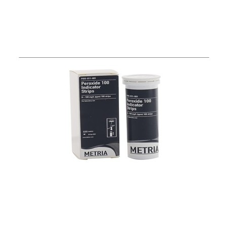 Tiras indicadoras para ácido peracético 0-2000 mg/l (ppm), 100 tiras/caja