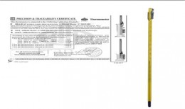 Termómetro de varilla con certificado de precisión y trazabilidad, Alla France, -20 + 110 C