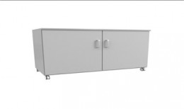 Mueble auxiliar de laboratorio con ruedas y dos puertas, acero, 900 x 520 x 805 mm