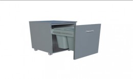 Mueble para residuos, gris, con dos cubos de 36 L, 600 x 520 x 820 mm