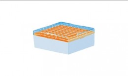 Caja de PC congelable para 81 criotubos de 3-5 ml, naranja