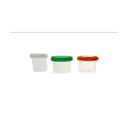 Frasco roscado para muestras, tapa verde, 25 ml, 37 x 44 mm, PP, 1000 uds