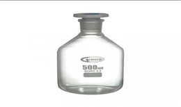 Frasco transparente para reactivos boca estrecha con tapón de PP, 500 ml, GLASSCO