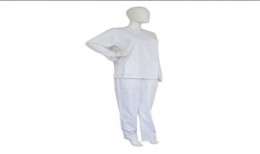 Pijama de laboratorio, 65% poliester/35% algodón, blanco, unisex, talla M