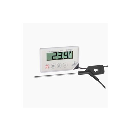 Termómetro digital, -40 a 200ºC, 0.5 / 1ºC. MAX, MIN, HOLD. Alarma. Incluye soporte mesa y sonda 