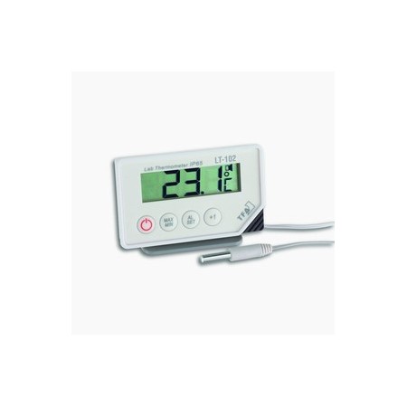 Termómetro digital, -50 a 70ºC, 0.5ºC. MAX, MIN, HOLD. Alarma. Incluye soporte mesa y sonda extern