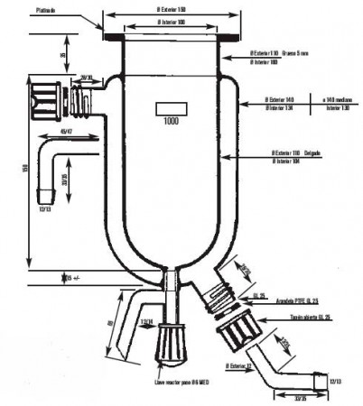 REACTOR 0,5L ENCAMISADO DN-100 CON LLAVE Ø6MM*