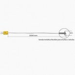 Sonda de temperatura termopar K, hilo FLEXIBLE, para muflas y estufas, 1,5x2000 mm, de -60 a 1000 ºC