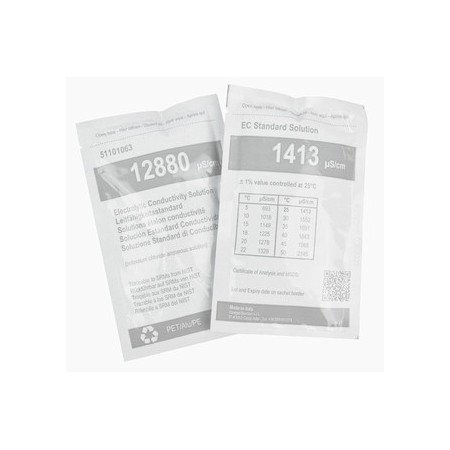 Disolución patrón de conductividad XS 1413 µS/cm a 25ºC, 1x20 sobres de 25 ml, con certificado traza